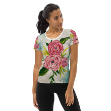 Load image into Gallery viewer, Rose Art All-Over Print Women&#39;s Athletic T-shirt