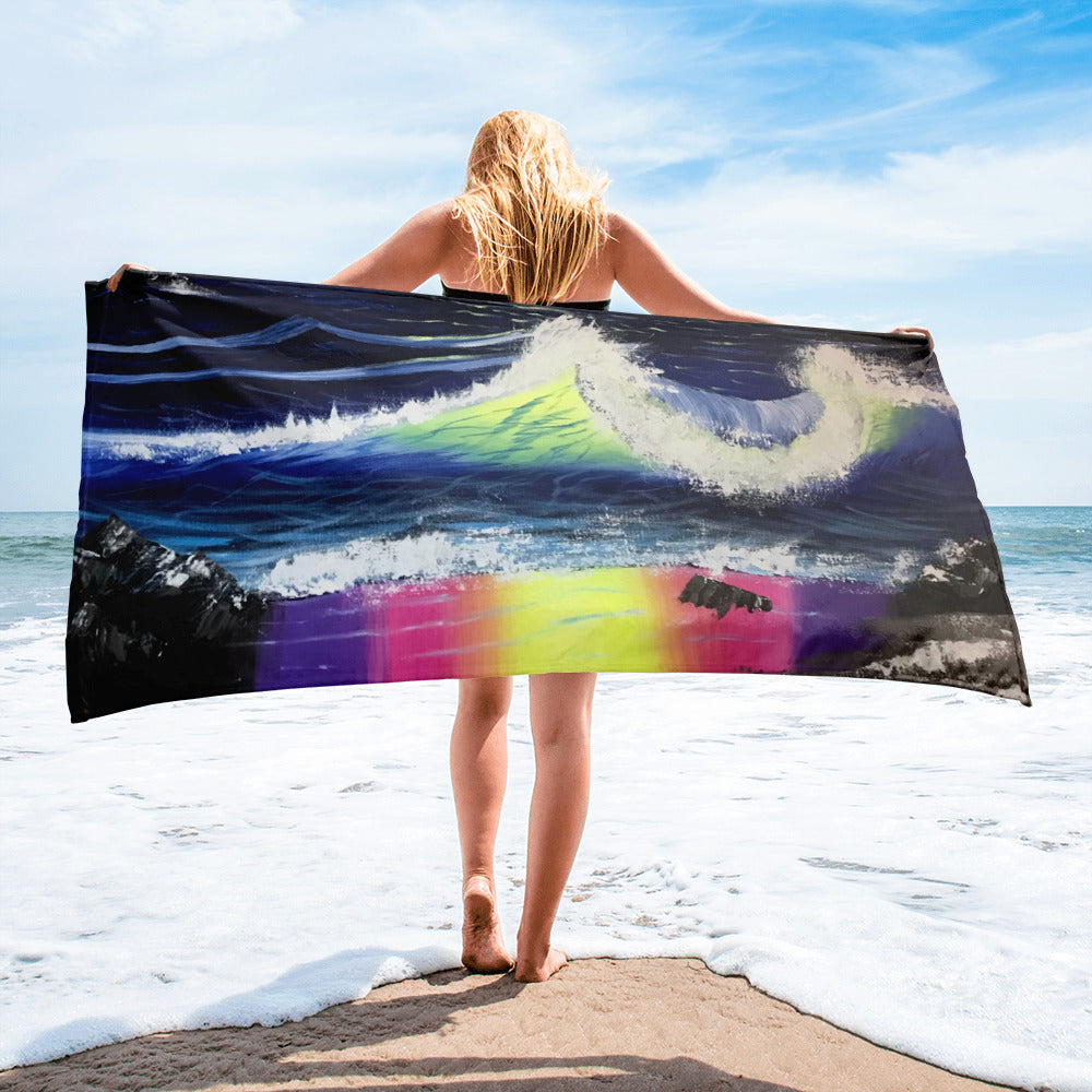 Oceans Waves Beach Towel