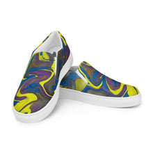Load image into Gallery viewer, Women’s slip-on canvas shoes Blue Yellow Horizons