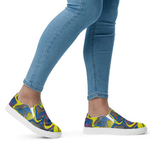 Load image into Gallery viewer, Women’s slip-on canvas shoes Blue Yellow Horizons